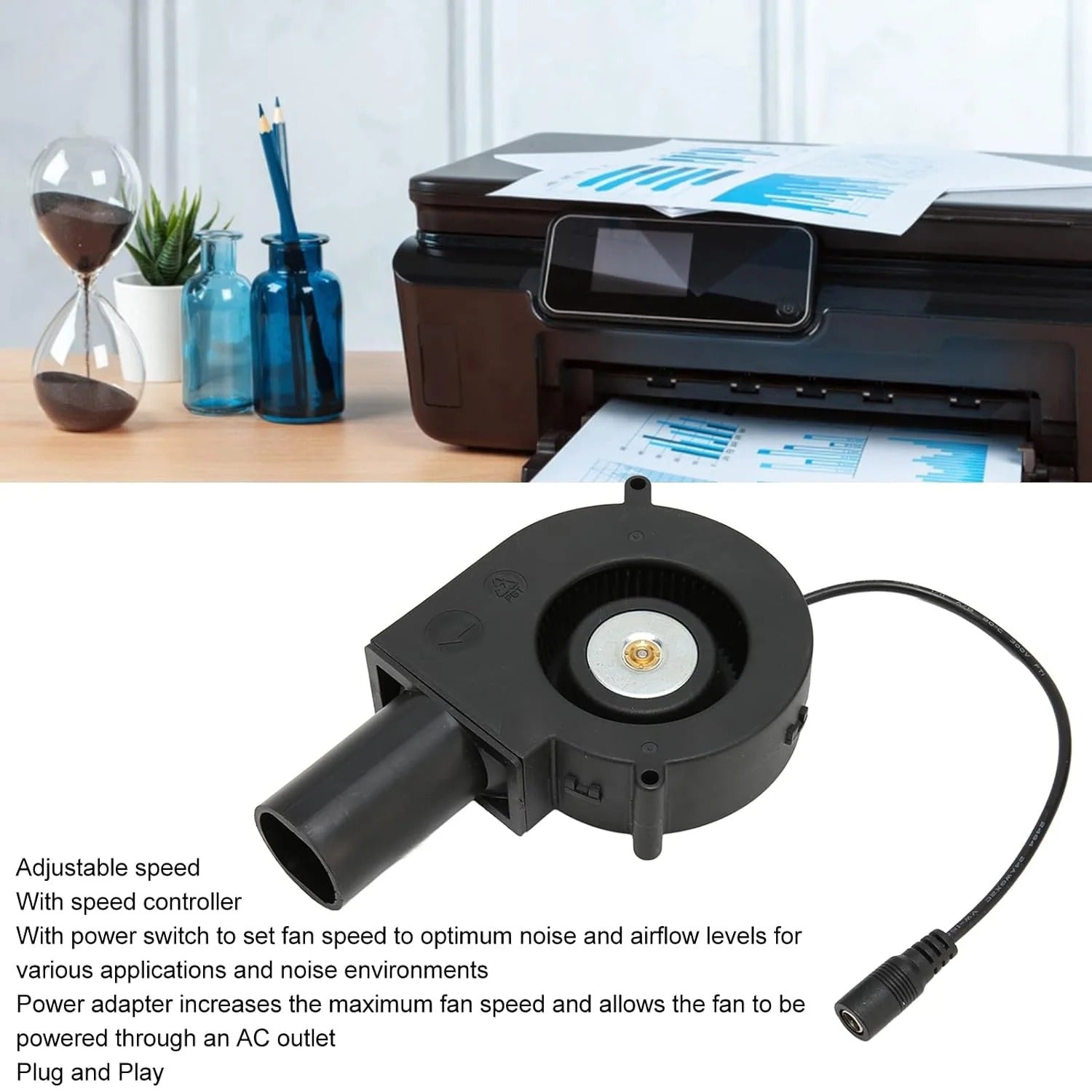 120mm Mini Blower Fan, AC 110V 220V DC 12V Blower Cooling Fan withDC Brushless Motor for Receiver DVR for Modem 100‑240V 0 Reviews 