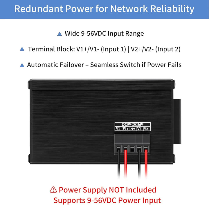 12 Port Compact Industrial Gigabit Ethernet Switch, Unmanaged Network Switch with Dual 9-56V DC Power Input, DIN Rail & Wall Mount, Fanless Metal Housing, IP40, 20Gbps for CCTV and Factory img