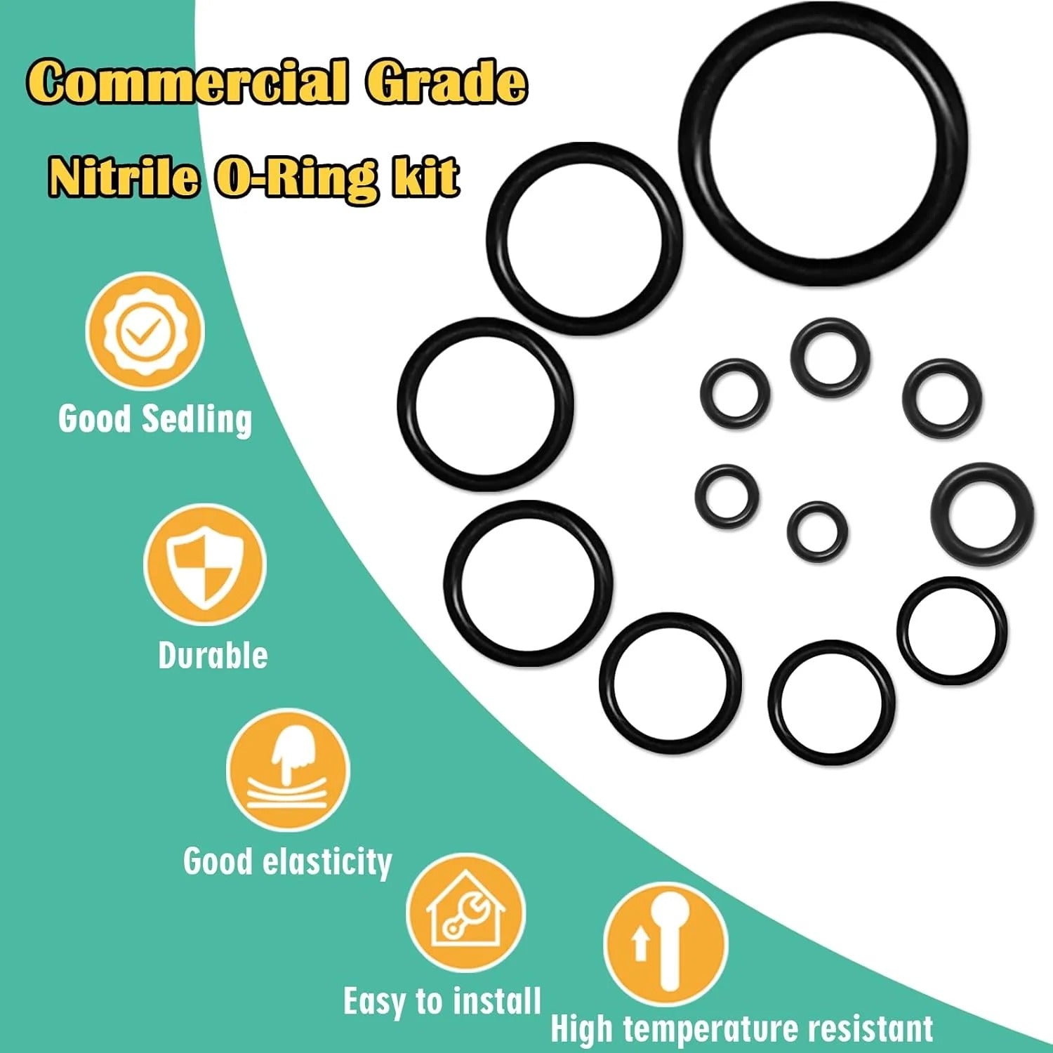 1540 Pcs 32 Size O-Rings Kit Nitrile Rubber O Ring Assortment with 4 Hook Set for Various Car Auto Vehicle Repair Plumbing Pressure Washer Air or Gas Sealing Connections Resist Oil and Heat