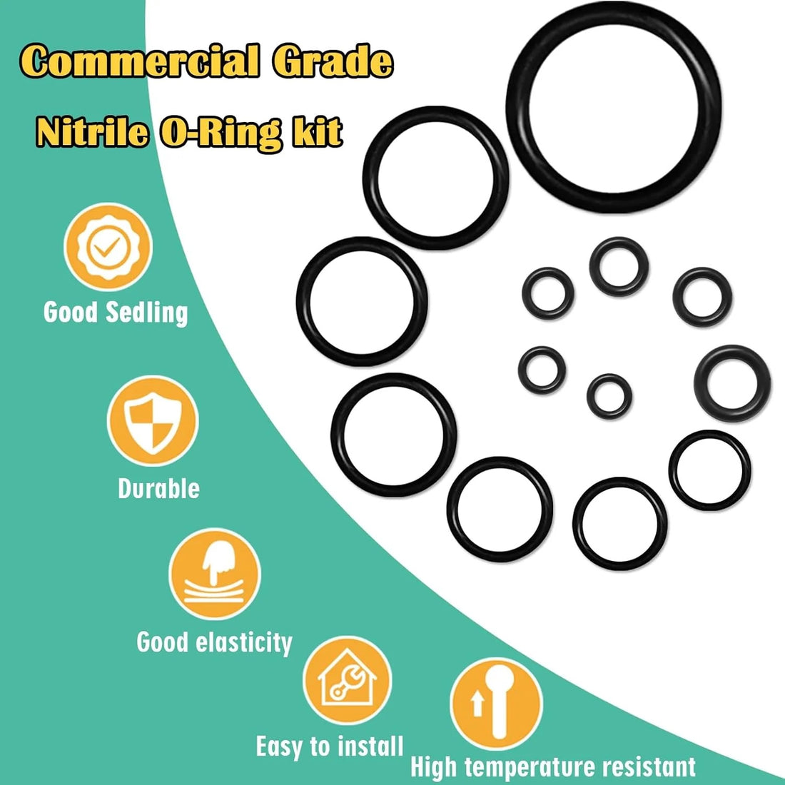 1540 Pcs 32 Size O-Rings Kit Nitrile Rubber O Ring Assortment with 4 Hook Set for Various Car Auto Vehicle Repair Plumbing Pressure Washer Air or Gas Sealing Connections Resist Oil and Heat