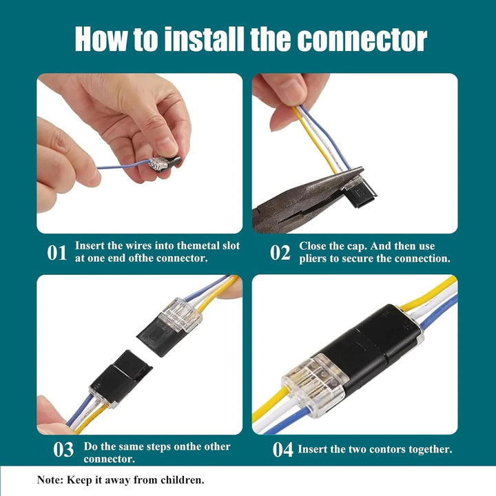 20pcs 3-Pin Quick Wire Connector, RGB LED Strip Light Connector for 18-22 AWG, Low Voltage 3-Pin Connectors for RGB/RGBIC LED Lights, Power Supply Extension, Corner Connection
