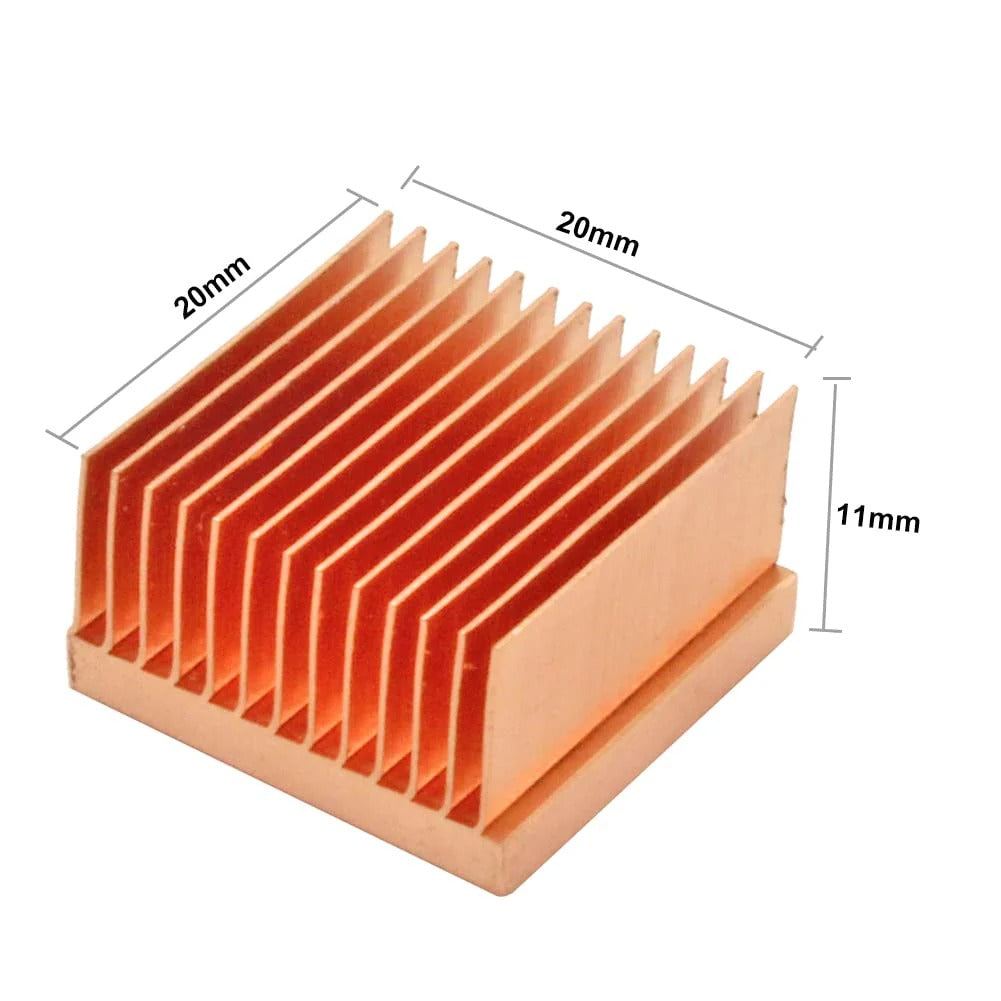 2Pcs Pure Copper Heatsink 0.79" x 0.79" x 0.43" / 20mm x 20mm x 11mm Skiving Fin Heat Sink Cooling for Raspberry pi Electronic 3D Printer CHIP IC MOS Heat Dissipation