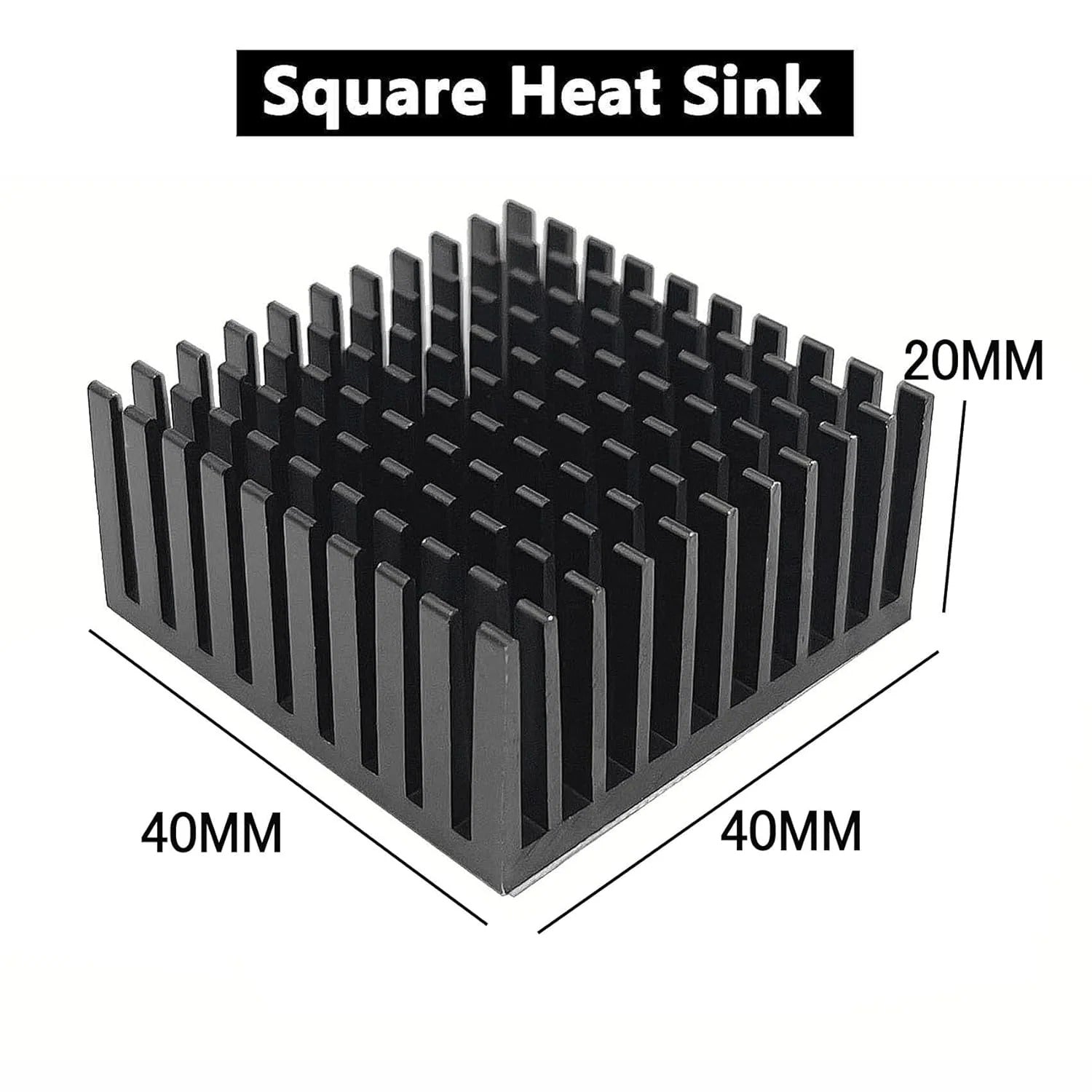 4PCS Aluminum Heat Sink 40x40x20mm with Thermal Conductive Adhesive Tape, 40mm Heatsink Kit Cooler for Cooling VRM GPU Router Stepper Driver 3D Printer Stepper Motor NEMA 17 Peltier Module, Black