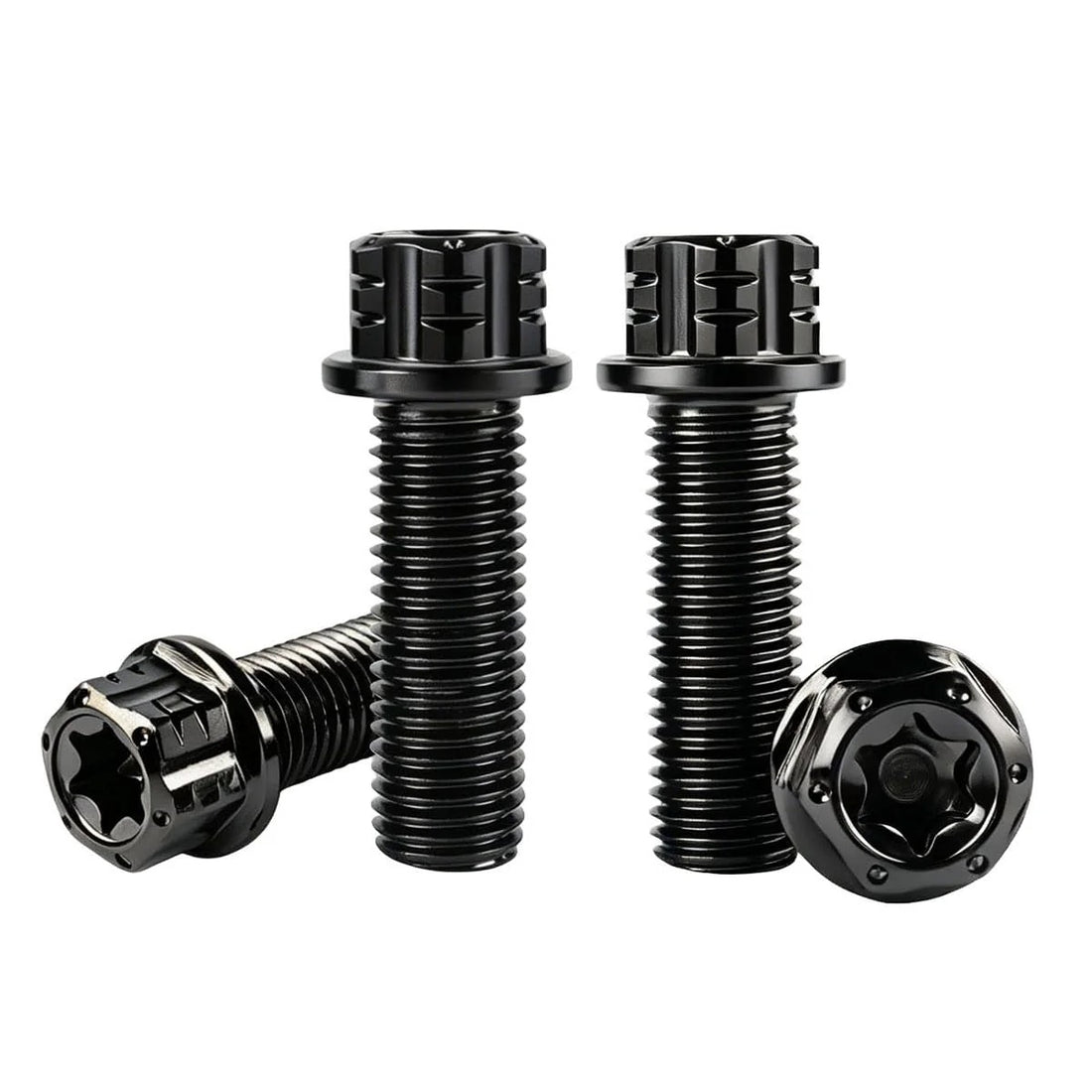 4PCS Titanium Finish Bolt Flange Torx Head M6 M8 M10 x 20 25 30 35mm Stainless Steel Screw Bolt for Motorcycle Car Modifications (Black, M10x30mm Pitch 1.25mm)