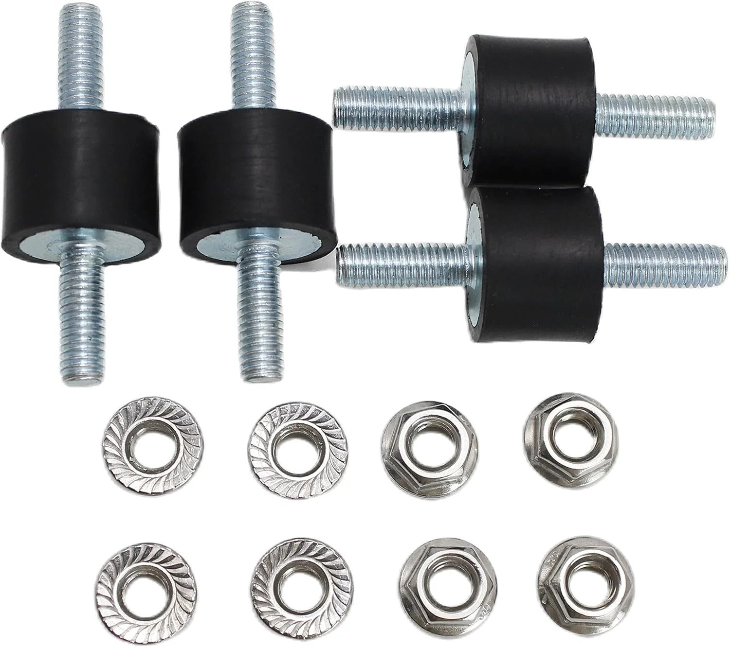 4 Pcs M6 20 x 15 mm Rubber Isolator Mounts Double Studs Shock Absorber with 8 Pcs Locknuts, Cylindrical Anti Vibration Isolation Damping Mounts for Compressors Pumps Generators Motor Engines