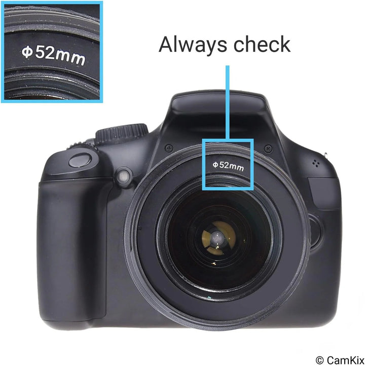 CAMKIX Camera Lens Hood 52mm - Rubber - Set of 2 - Collapsible in 3 Steps - Sun Shade/Shield - Reduces Lens Flare and Glare - Blocks Excess Sunlight for Enhanced Photography and Video Footage