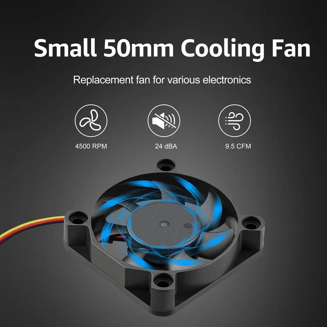 GDSTIME 50mm Fan 3 Pin, 12V 50x50x10mm Mini DC Brushless Cooling Fan Replacement for CPU Heatsink, Northbridge Cooler (2 Pack)