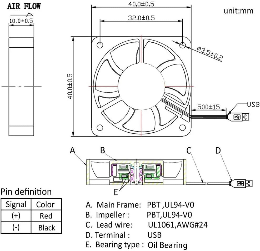 4 Pack USB Brushless Cooling Fan 40mm High Performance DC 5V Speed 4200 RPM for Small Appliances Series Replacement For Desktop