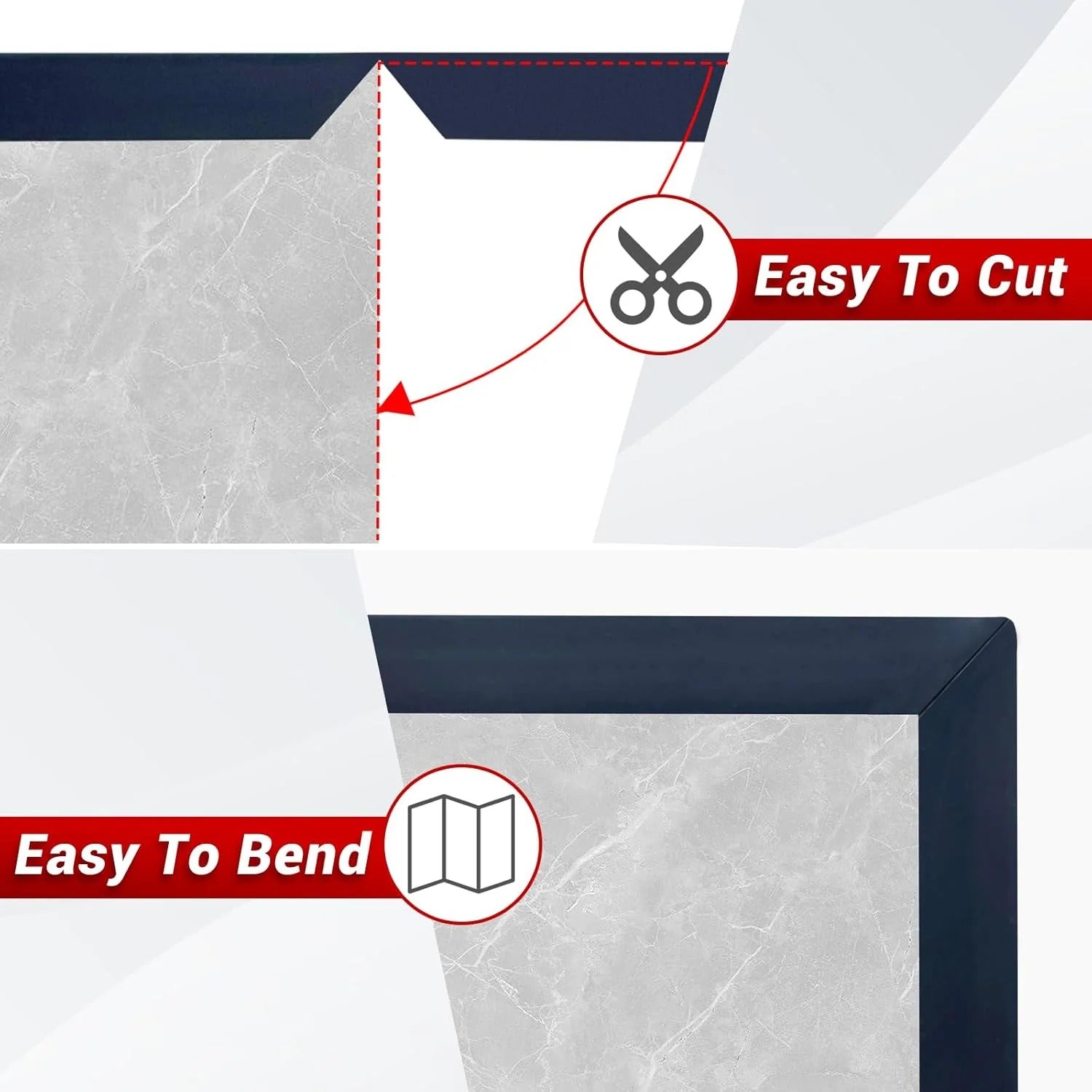 Flexible L-Shaped Rubber Edge Trim - 90 Degree Tile Corner Peel & Stick Edging Trim - Black, 20Ft, EPDM Material