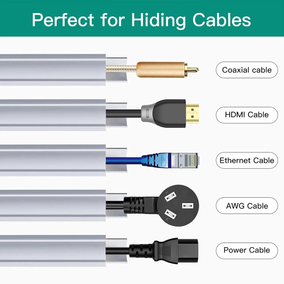Corner Cable Hider, 125.6in Cable Concealer, Paintable Cord Cover for Wall, Corner Cable Management Kit, Wire Raceway for Floor Baseboard and Ceiling, 8XL15.7in, White